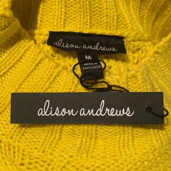 alison andrews yellow cable knit sweater. NWT. Medium. - Picture 5 of 5